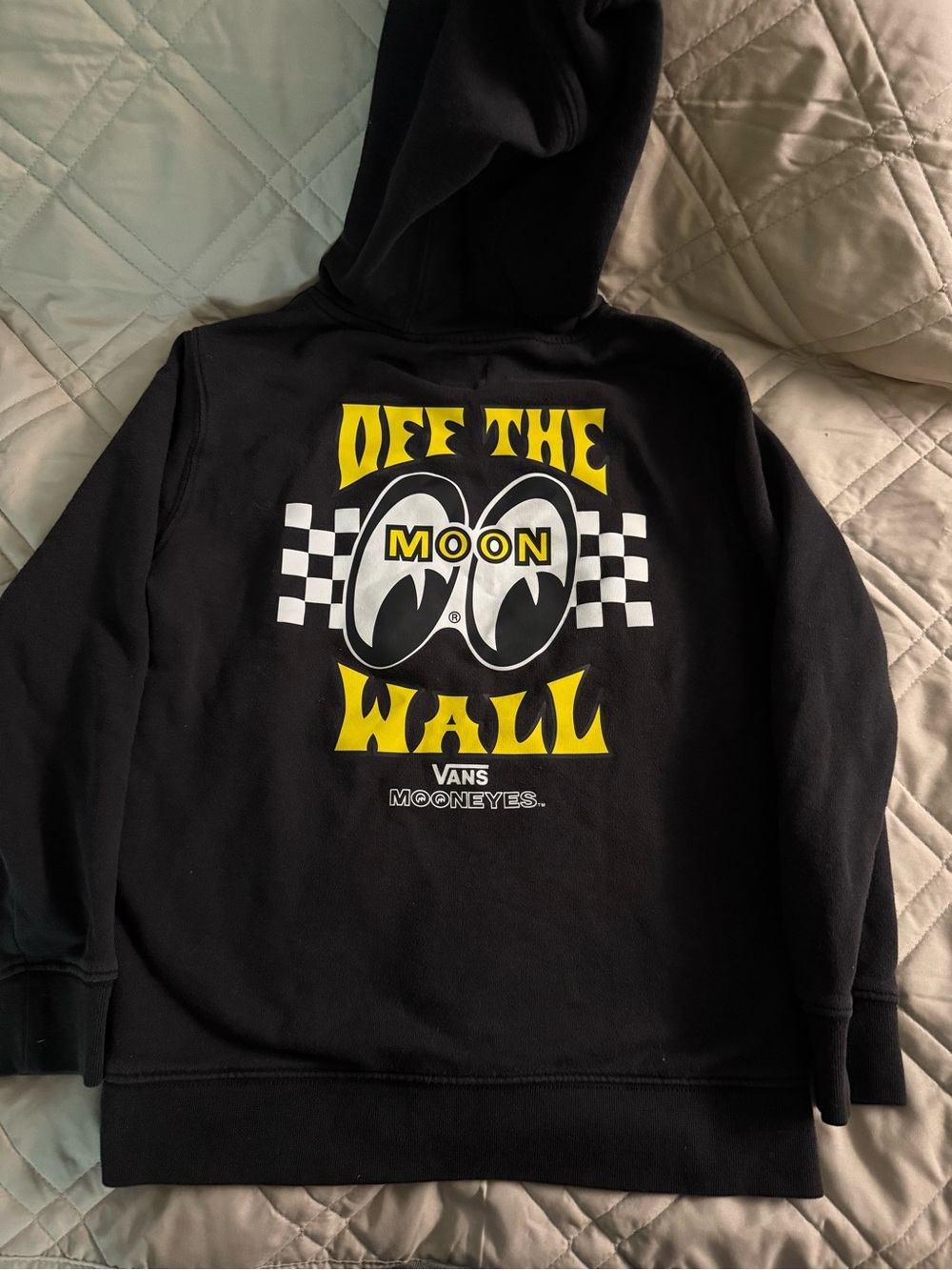 Vans Black Hoodie with Yellow and White Mooneyes Graphic